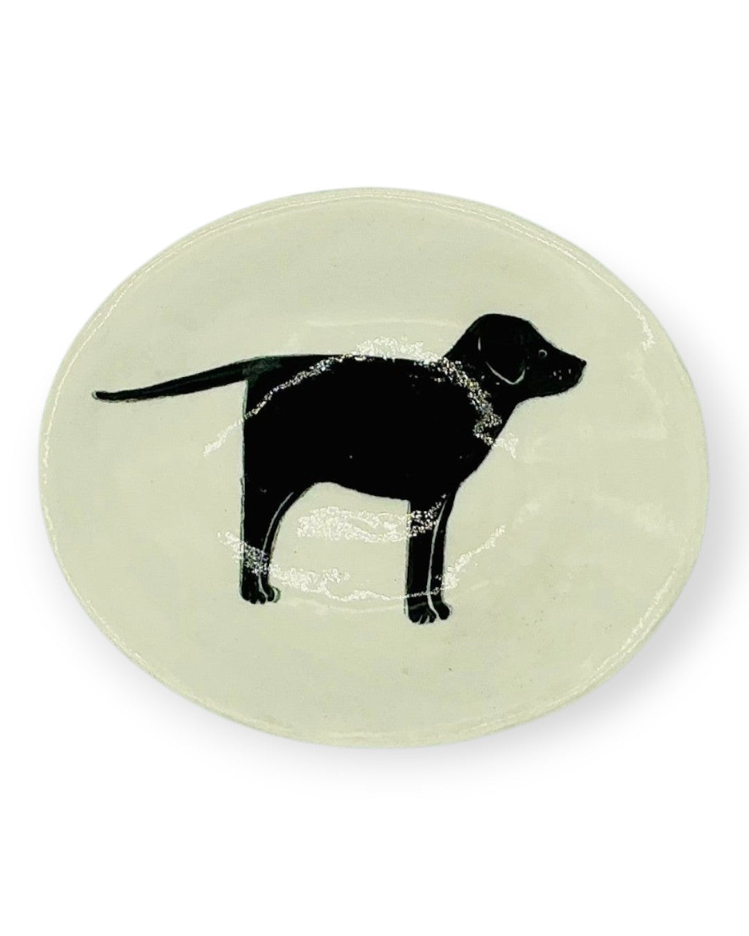 Oval Dog Dish - Labradors Black