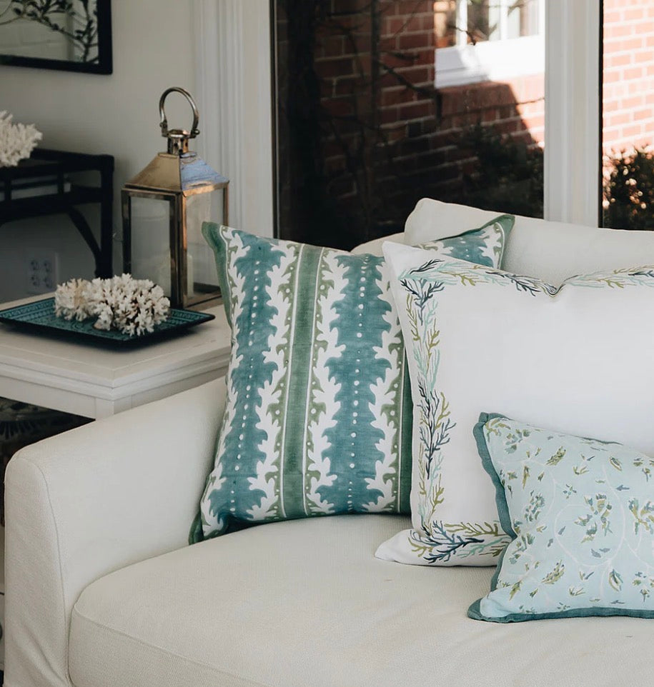 Gustavia Seafoam Pillow 22x22”