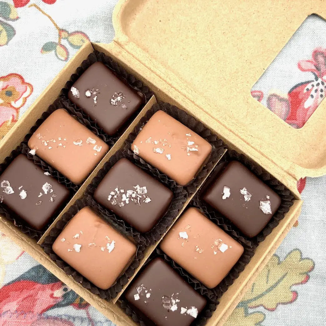 Farmhouse Chocolates - 9 Piece Mixed Box of Dark & Milk Chocolate Caramels
