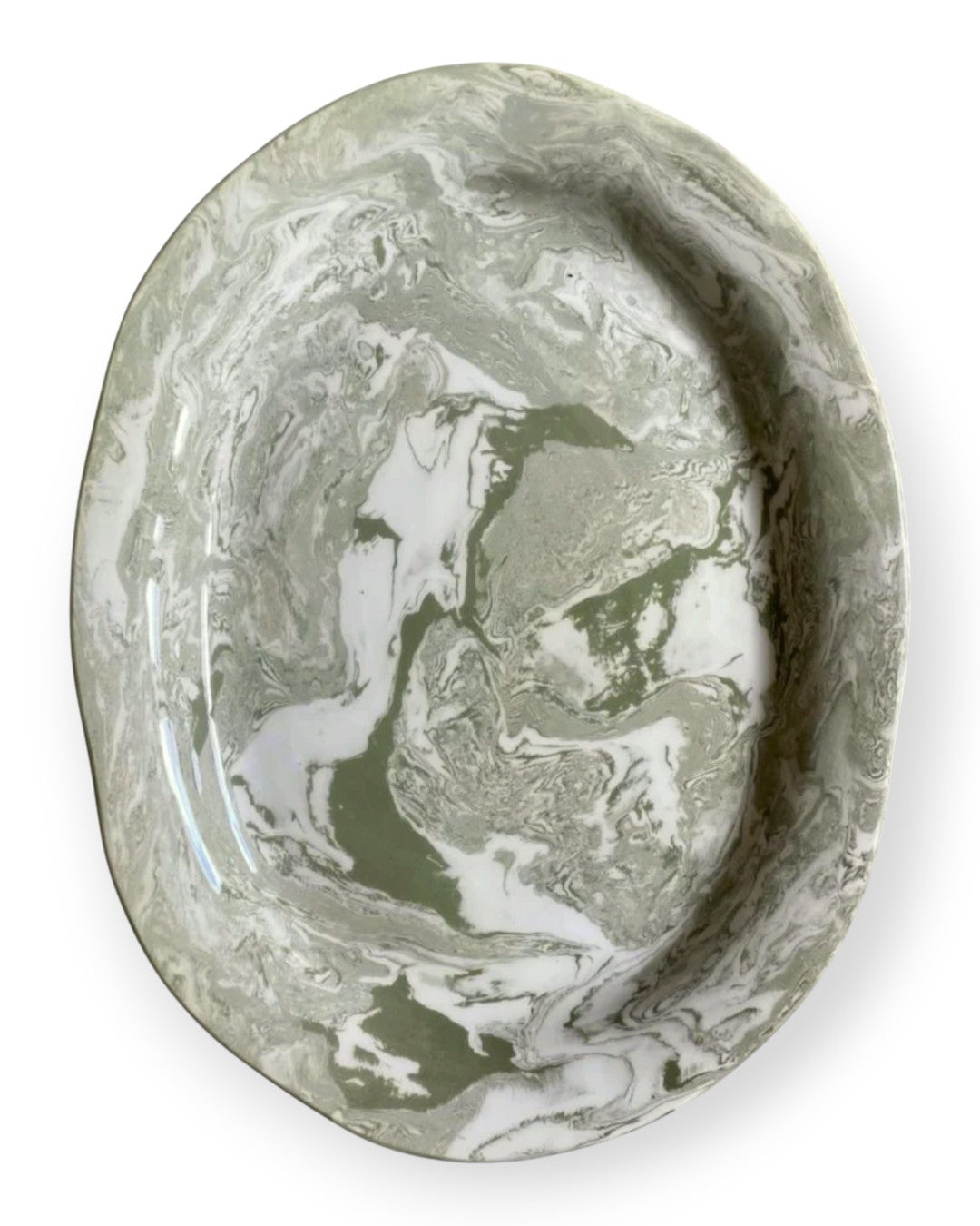 Marbleized Oval Platter Ibiza Green