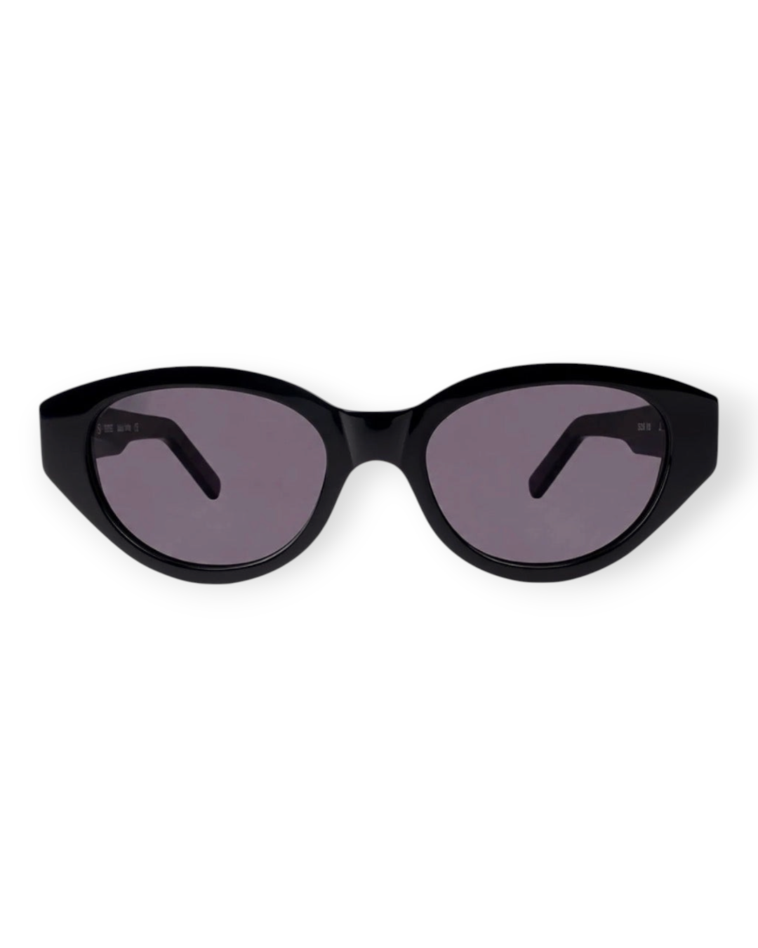 Birdie by Nina Liddle Design Reese sunglasses featuring a bold black oval acetate frame and dark tinted lenses.