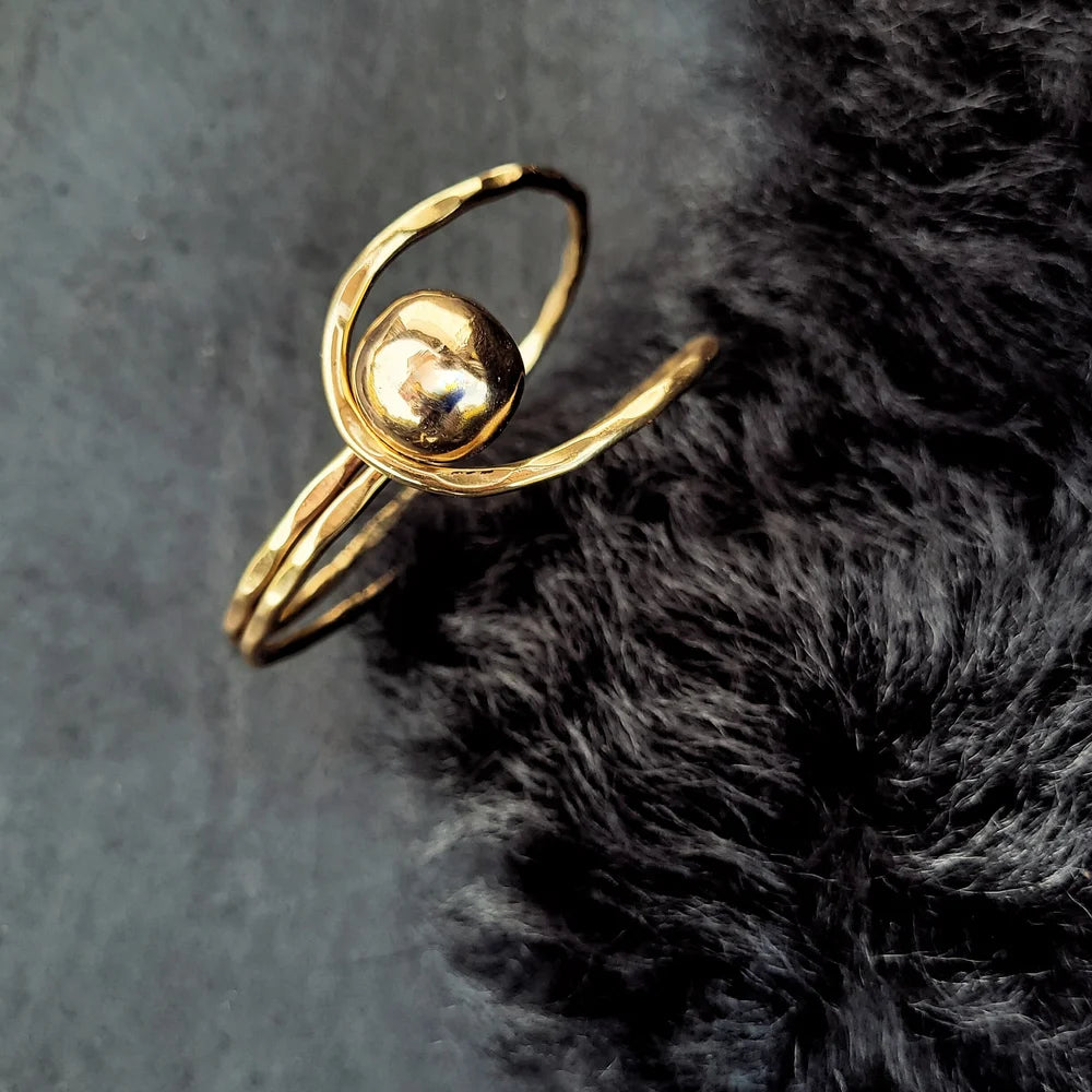 Brass Sphere Ball Circle Bangle Bracelet