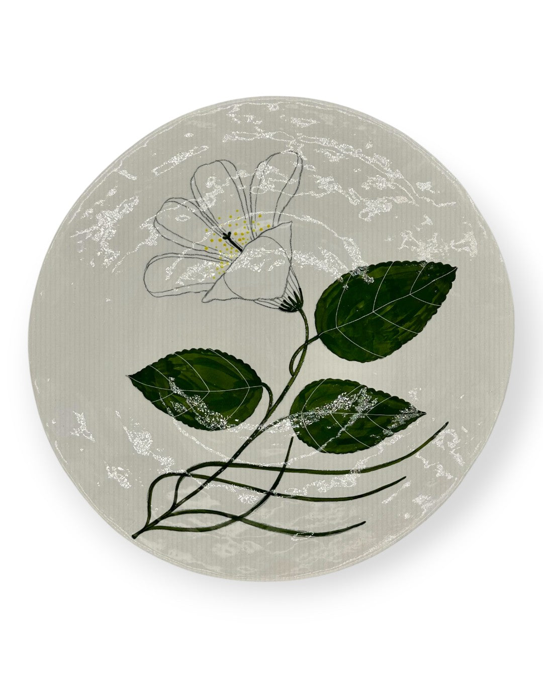 Large Round Platter White Iris