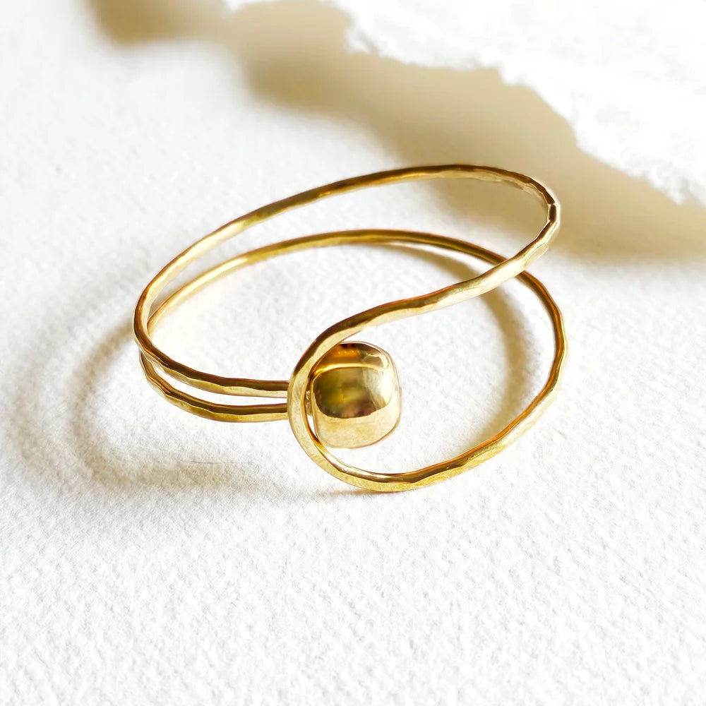 Brass Sphere Ball Circle Bangle Bracelet