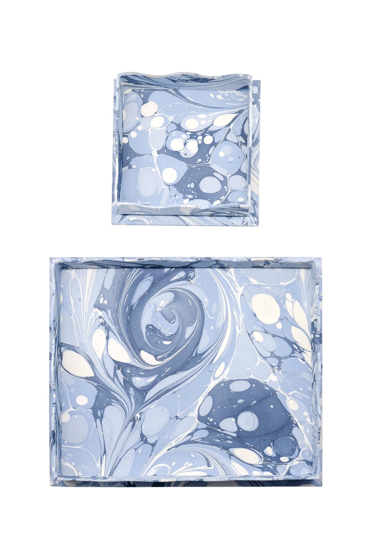 Hand-Marbled Scalloped NestingTrays