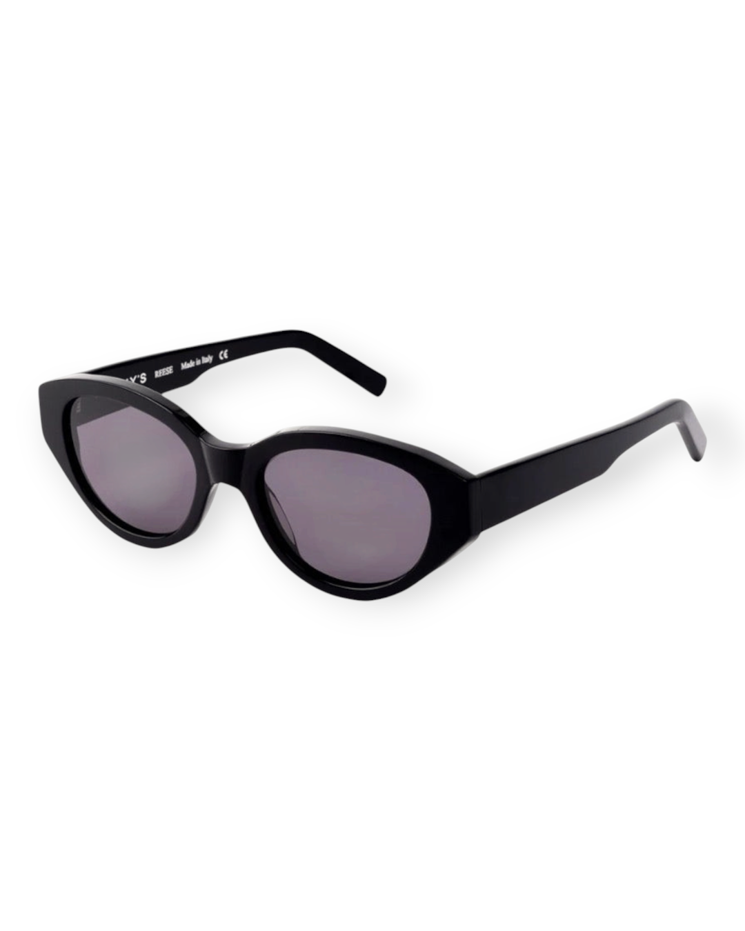 Birdie by Nina Liddle Design Reese oval sunglasses in black biodegradable Italian acetate with dark tinted lenses
