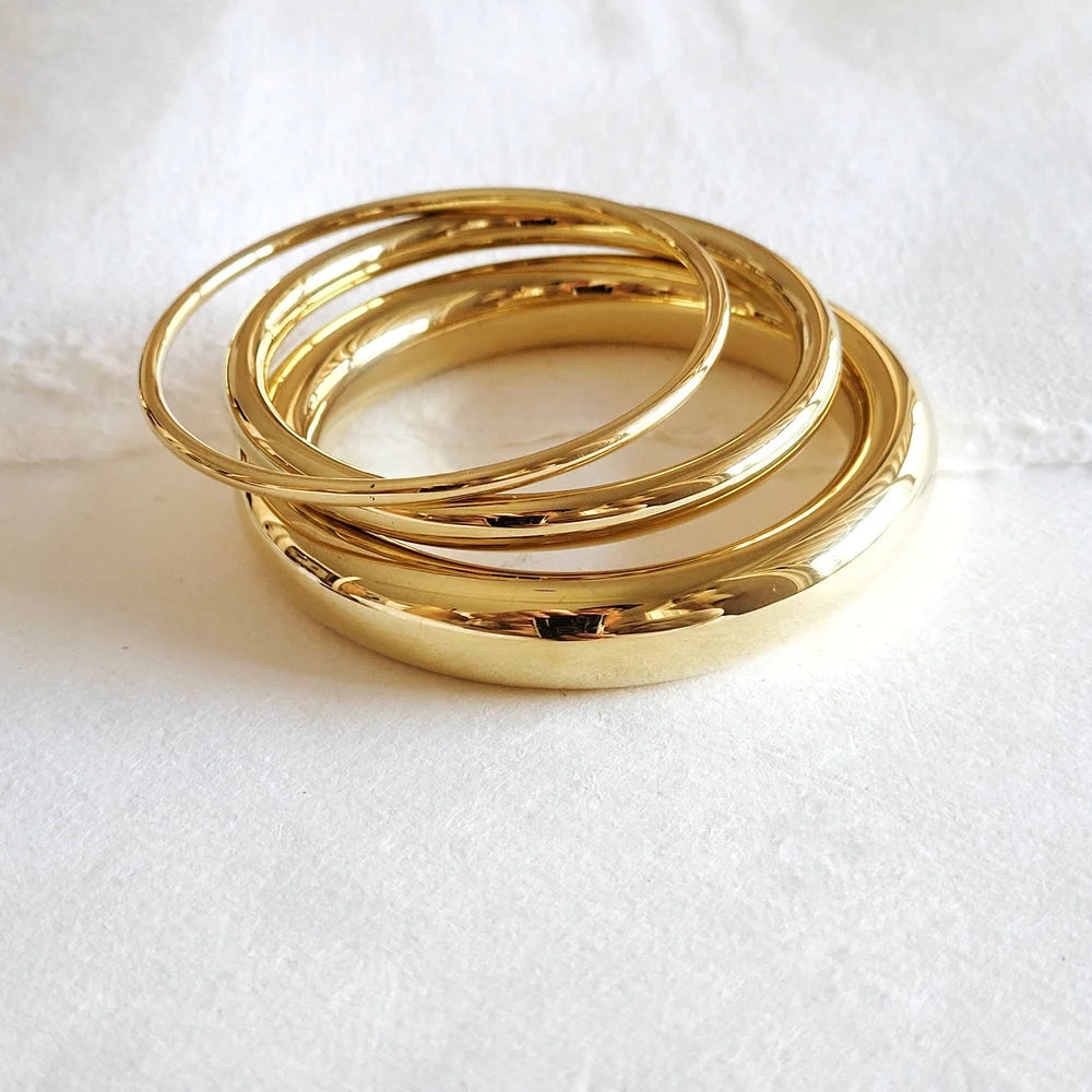 Brass Simplicity Bangle Bracelet Set