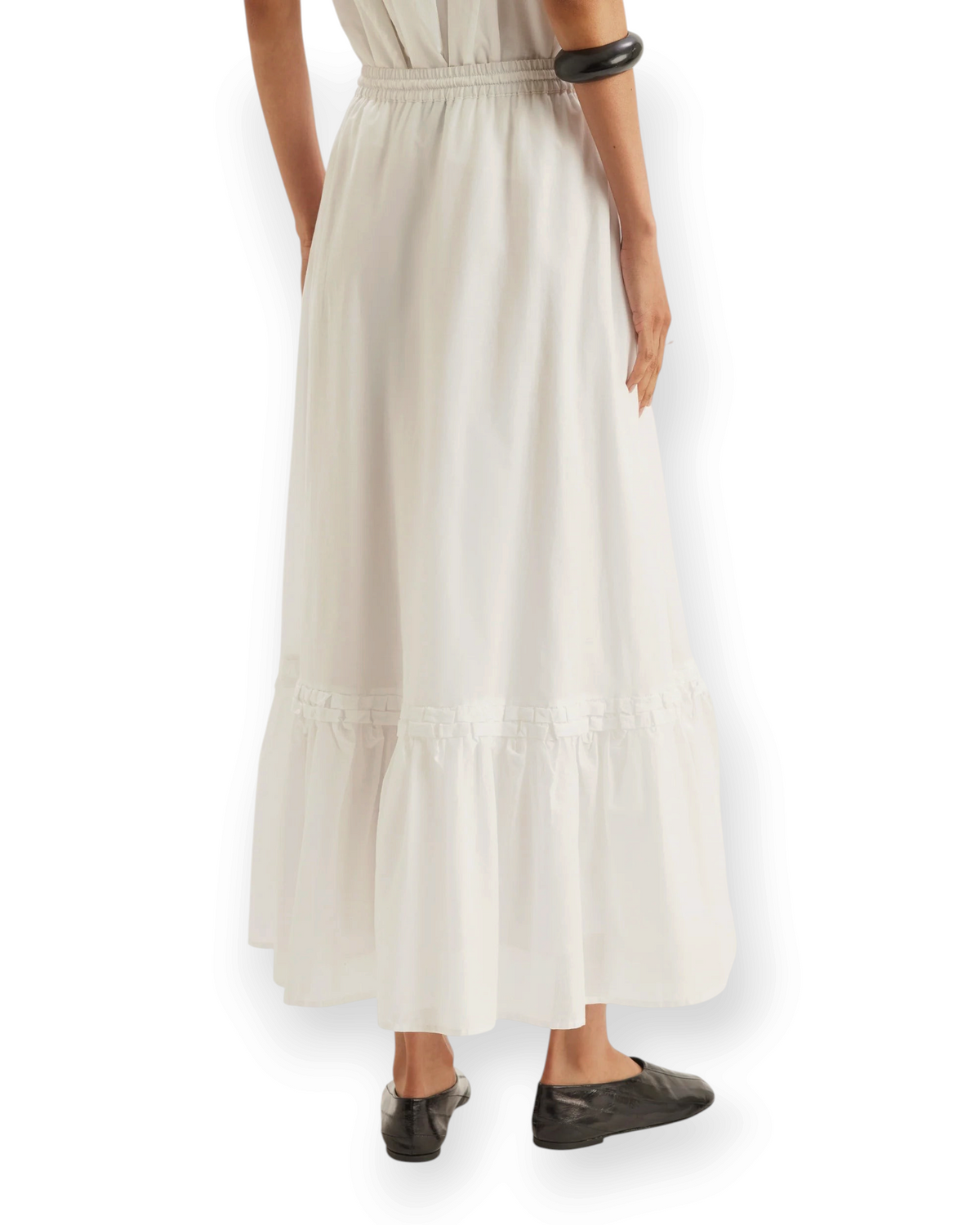 Birdie by Nina Liddle Design white cotton voile Maribel skirt with hand-smocked detailing and elastic waistband