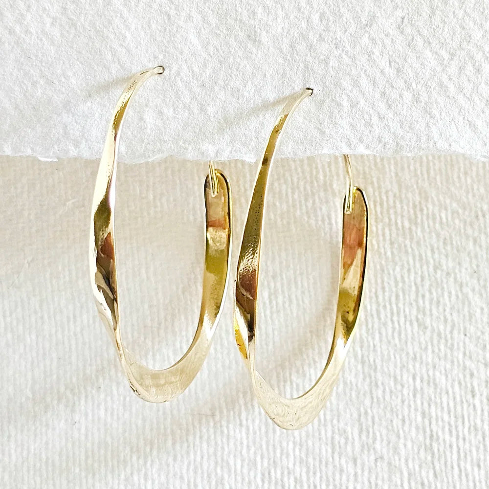 Brass Twisted Ribbon Hoop Earrings Handmade