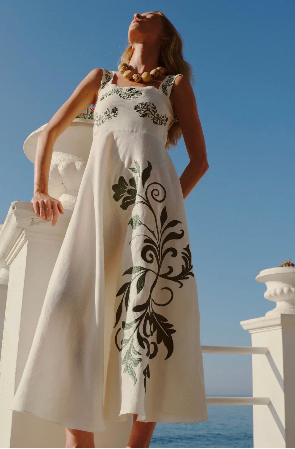 Noelia Embroidered Linen Dress