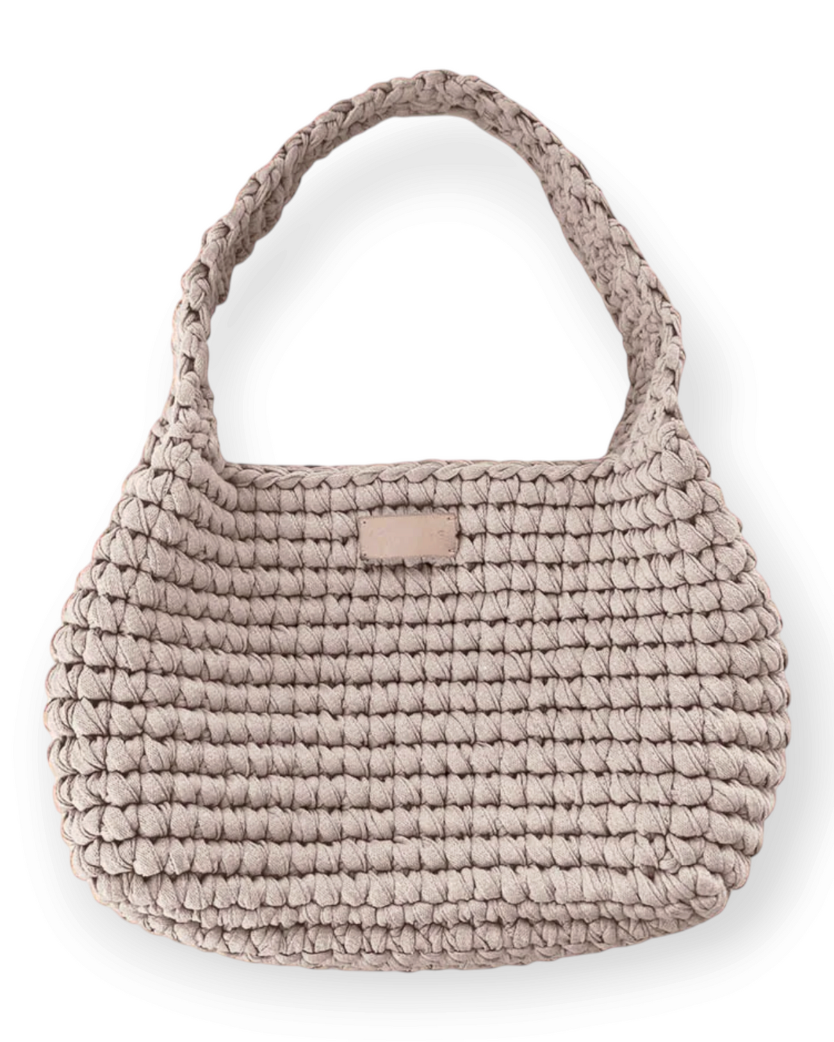 Birdie by Nina Liddle Design Valentina shoulder bag in beige handcrafted from 100% recycled cotton with braided strap