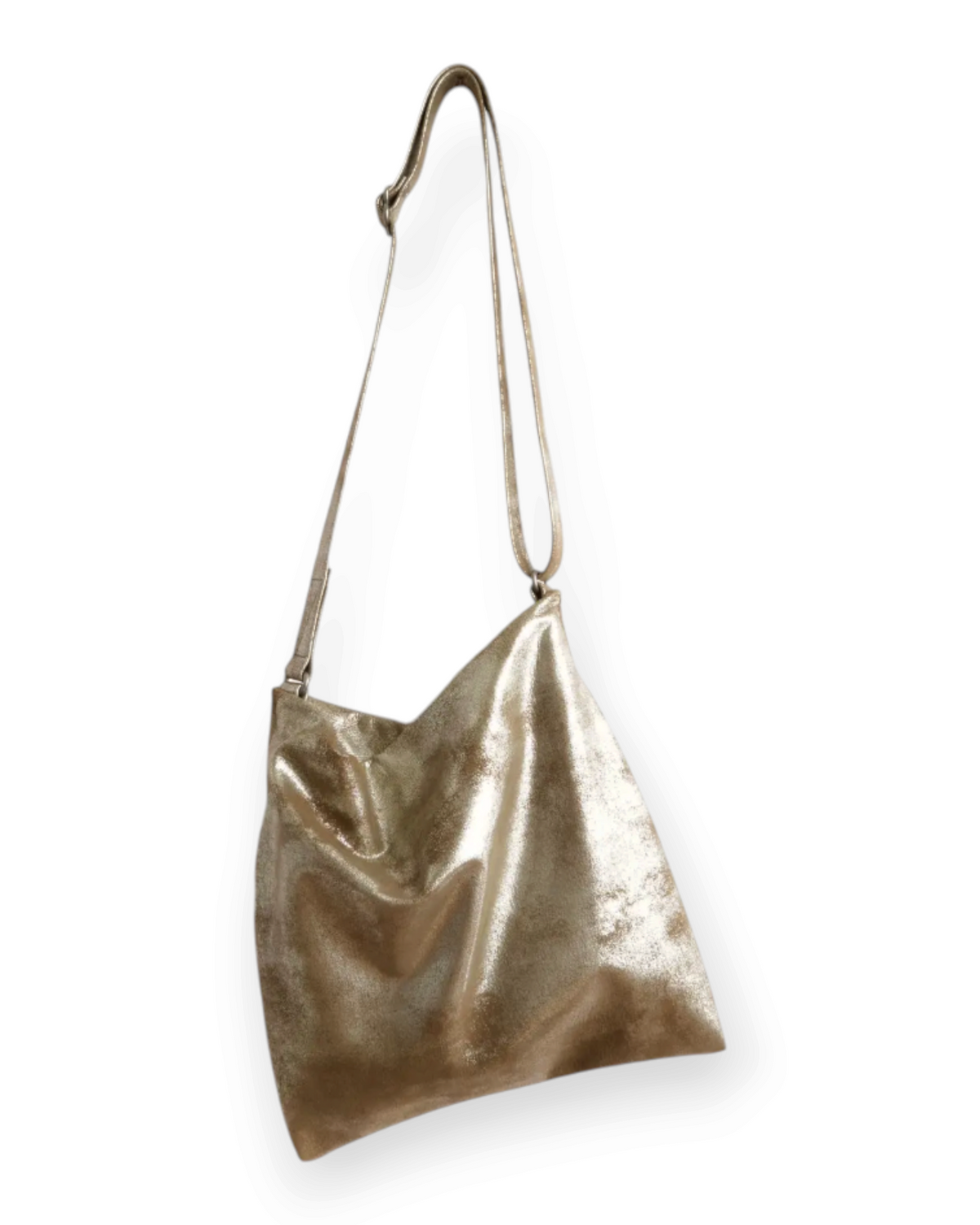 Birdie by Nina Liddle Design Olivia crossbody bag in metallic gold leather with an adjustable strap