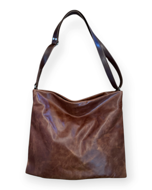 Birdie by Nina Liddle Design Olivia brown leather crossbody bag with an adjustable strap and slouchy silhouette