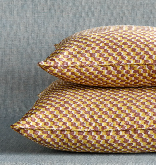 Yellow and Dark Pink Ruffle Pillow