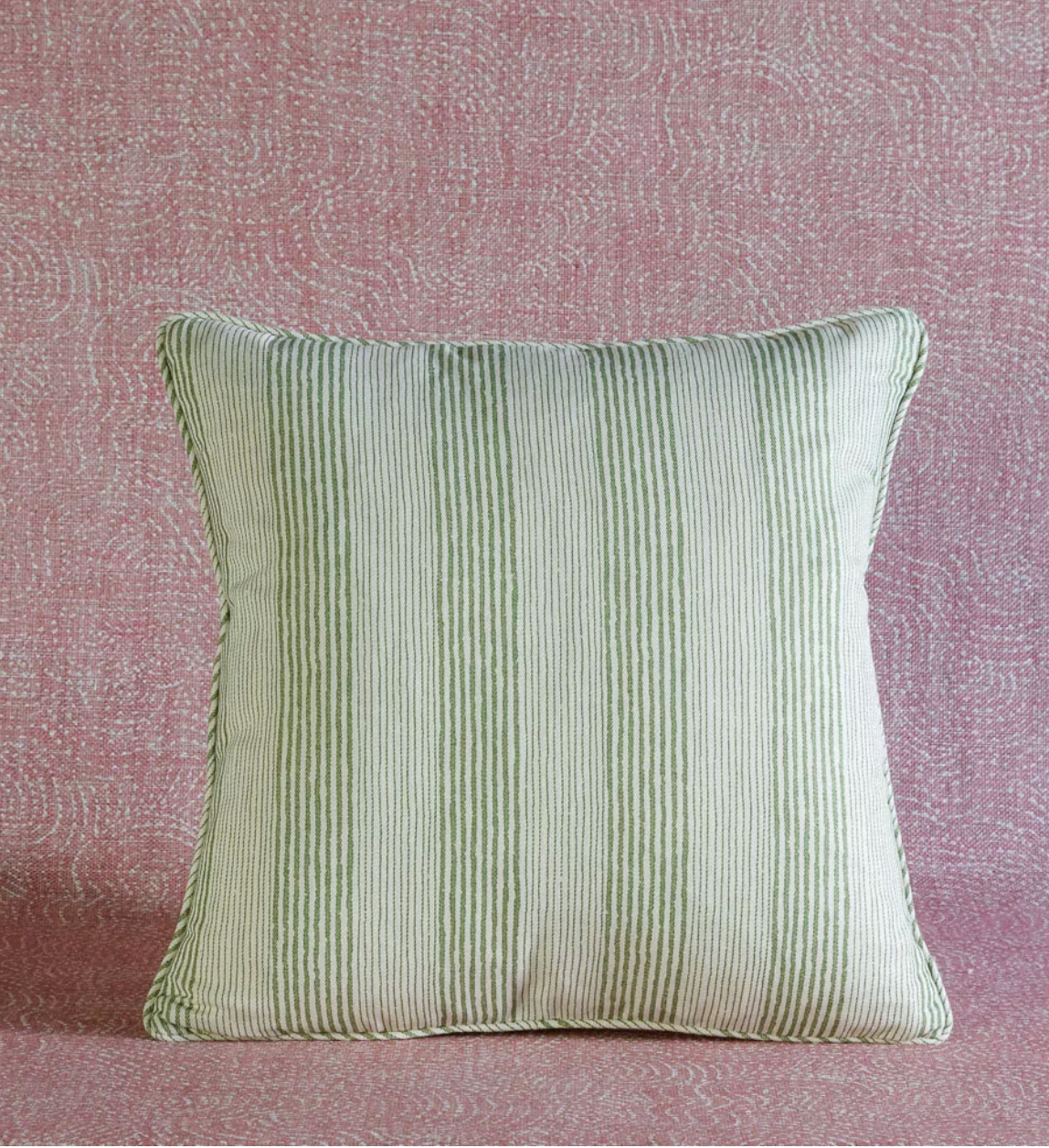 Green Ticking Pillow