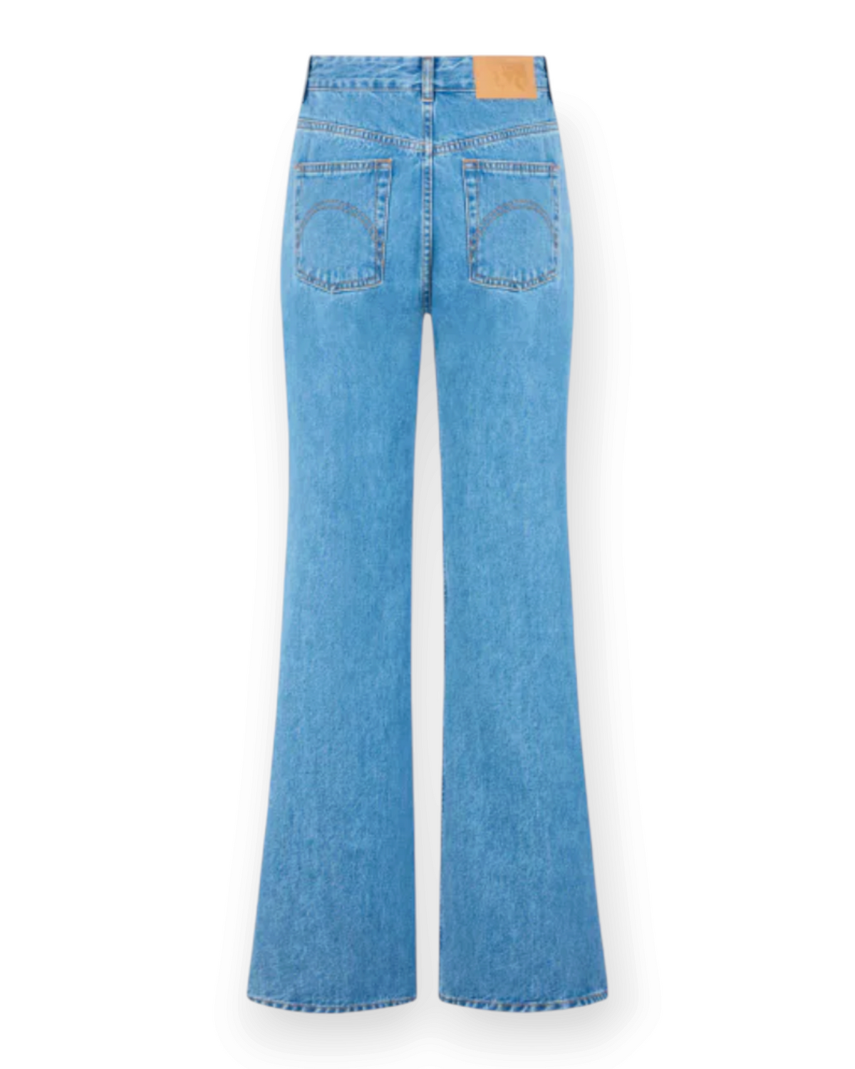 Birdie by Nina Liddle Design Nariida Maline mid-rise flared blue cotton jeans with back pockets