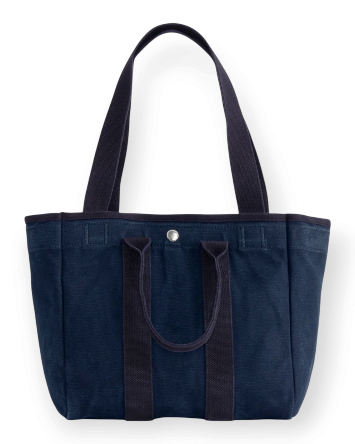 Birdie by Nina Liddle Design navy blue garment-washed 100% cotton tote bag with double handles and zip pocket