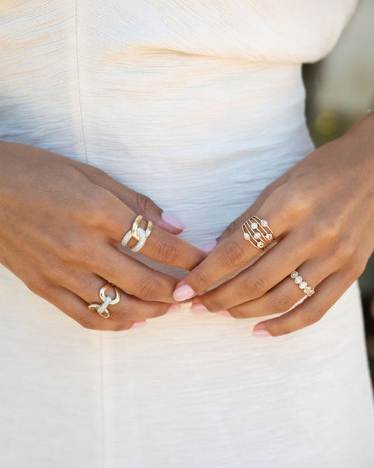 Diamond Charm Multi Wire Band with Bezel Set Diamonds