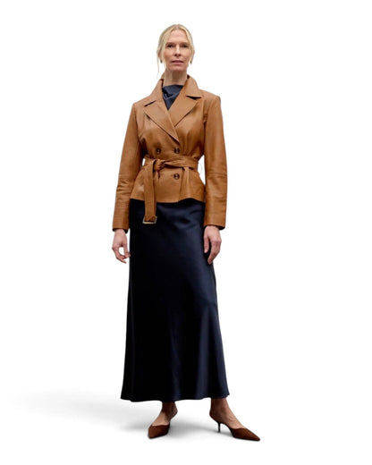 Belted Leather Jacket Dark Brown / 0