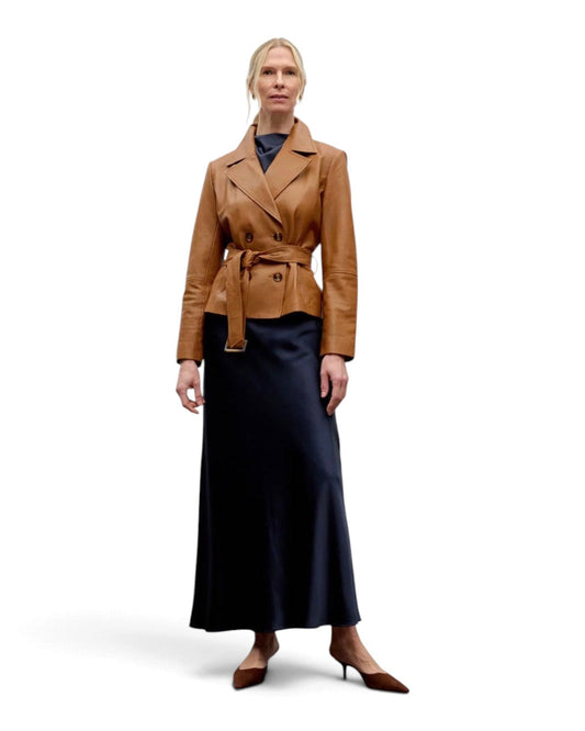 Belted Leather Jacket Dark Brown / 0
