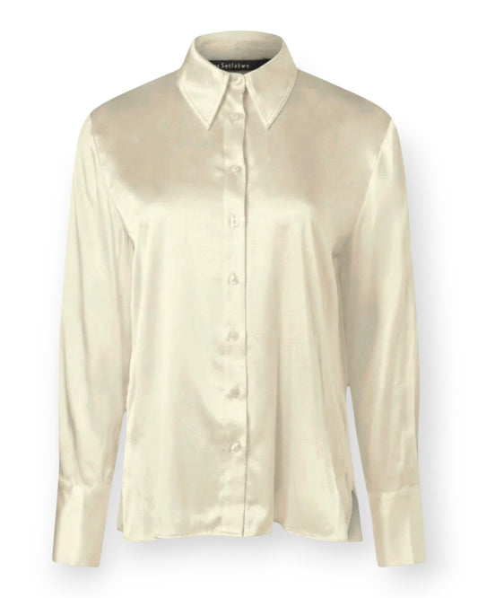 Button Down Classic Silk Blouse XS