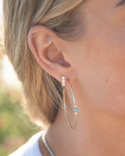 Stevie Turquoise and Diamond Hoops
