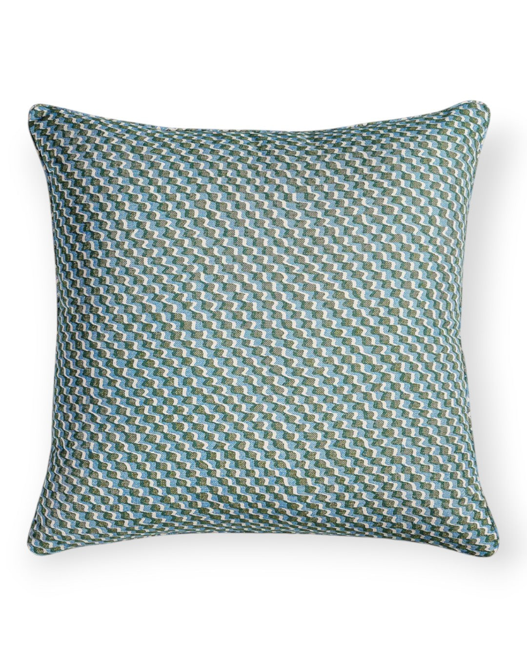 Green and Blue Ruffle Pillow 17" x 17"
