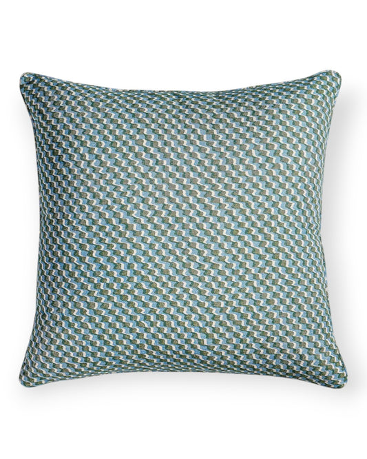 Green and Blue Ruffle Pillow 17" x 17"