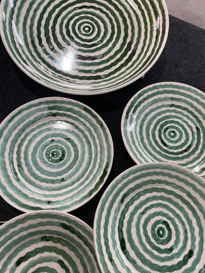 Green Squiggle Serving Bowl