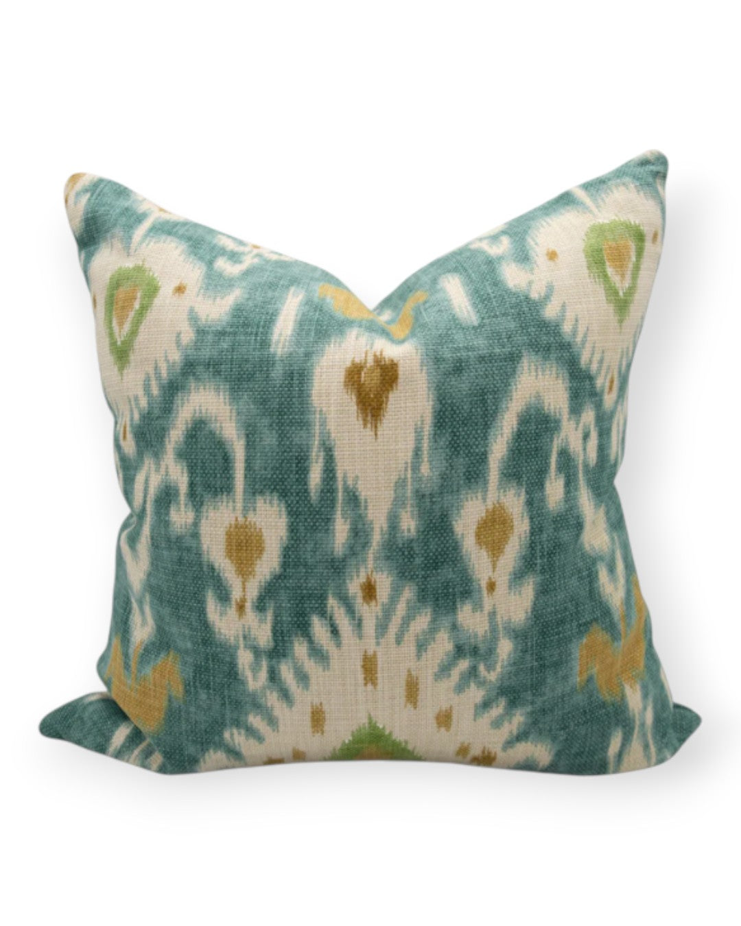 Tilbury Teal & Green Ikat Pillow 22" x 22"