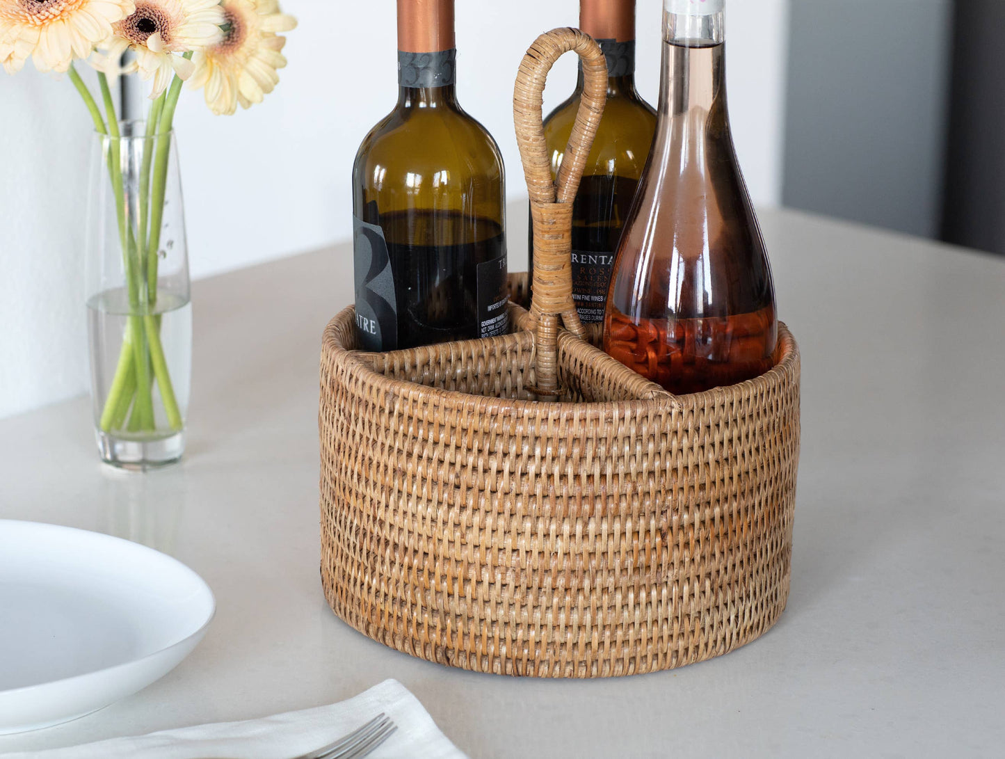 Rattan Caddy & Utensil Holder