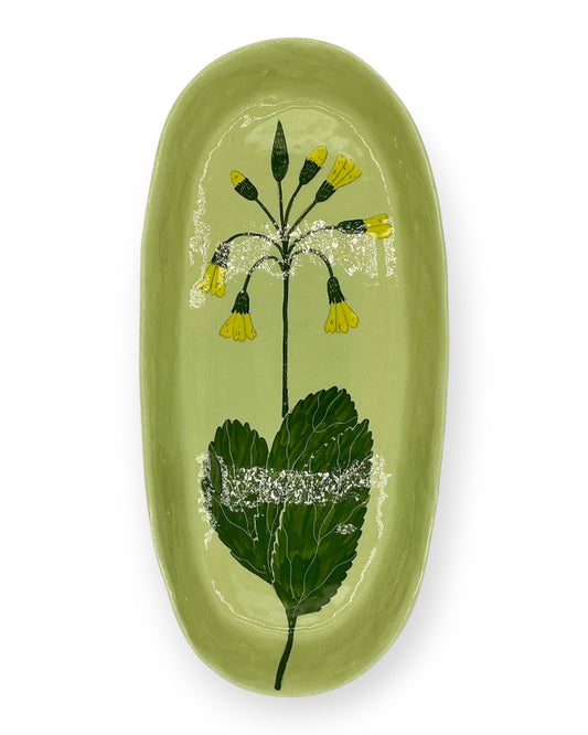Large Oval Platter - Flower Theme Pale Green / African Iris