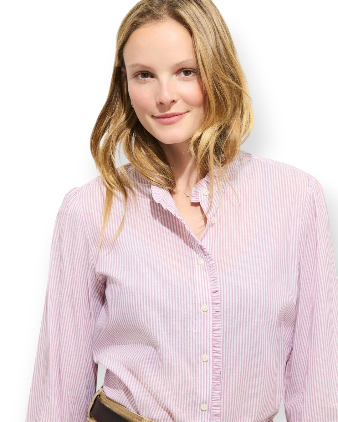 Chantilly Striped Ruffle Shirt Lavender / XS