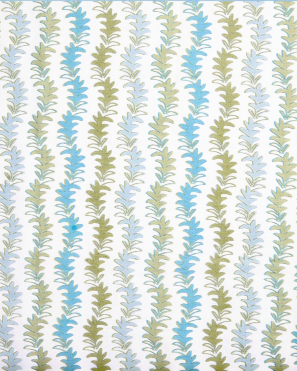 Birdie by Nina Liddle Design Leyla pillow featuring a hand screen-printed botanical stripe in green and blue on linen