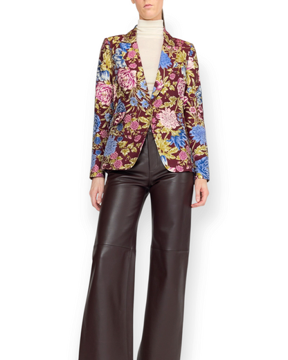 Birdie by Nina Liddle Design Soraya single-breasted blazer in a floral cotton poly blend with a tailored fit.