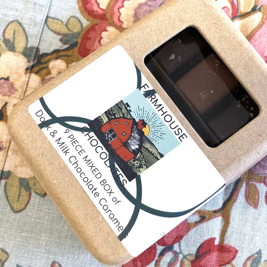 Farmhouse Chocolates - 9 Piece Mixed Box of Dark & Milk Chocolate Caramels