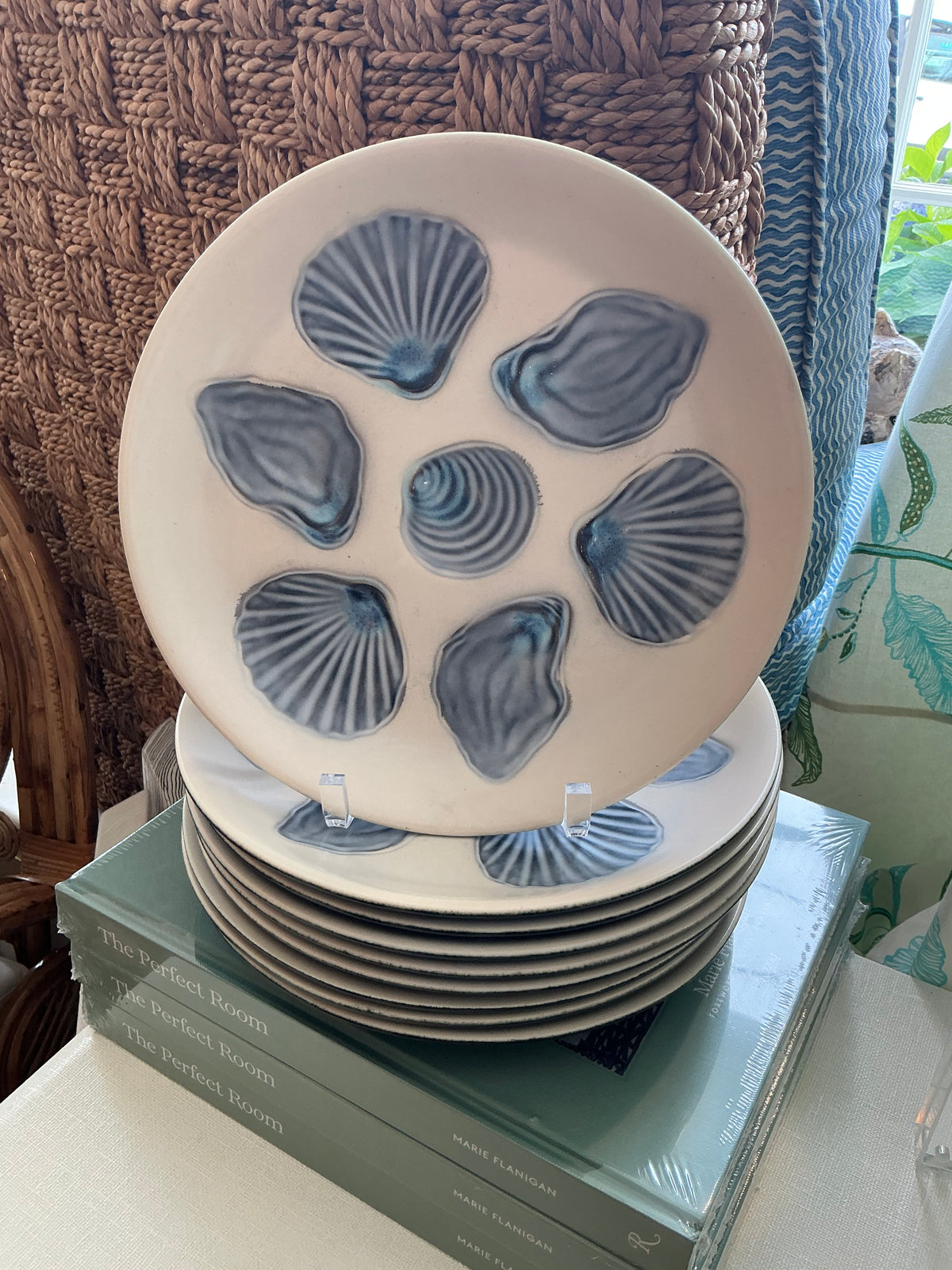 Vintage French Oyster Plates - set of 8