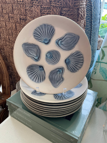 Vintage French Oyster Plates - set of 8