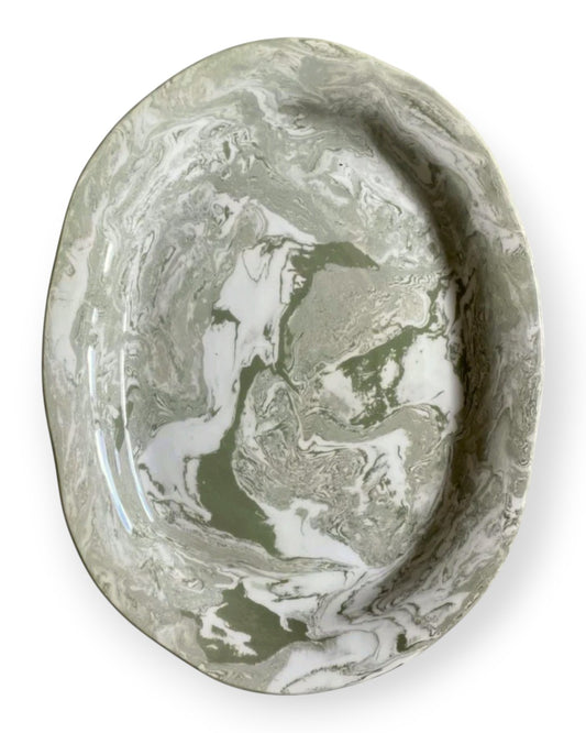 Marbleized Oval Platter Ibiza Green
