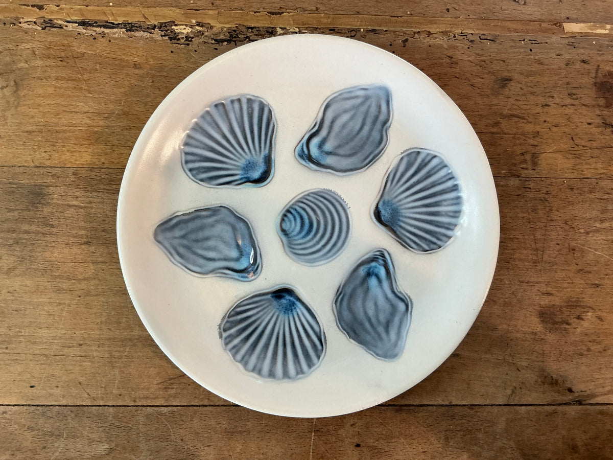 Vintage French Oyster Plates - set of 8