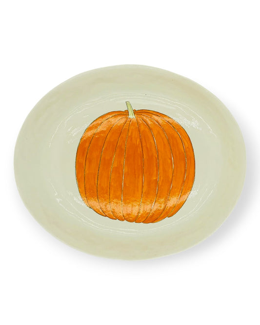 Large Oval Platter - Pumpkin Theme Orange Pumkin