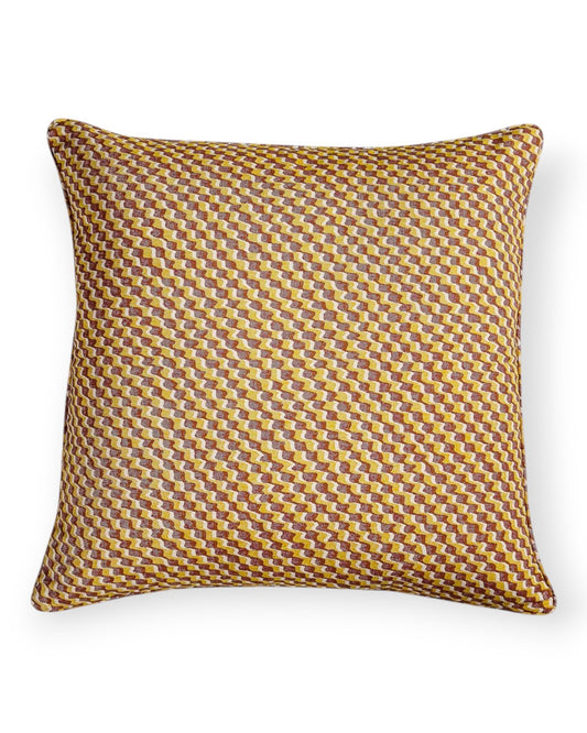 Yellow and Dark Pink Ruffle Pillow 17" x 17"