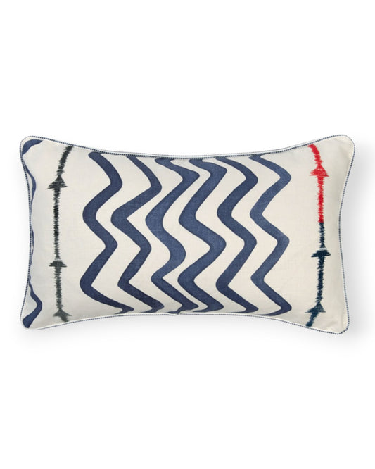 Rick Rack Indigo Cushion 14" x 24"
