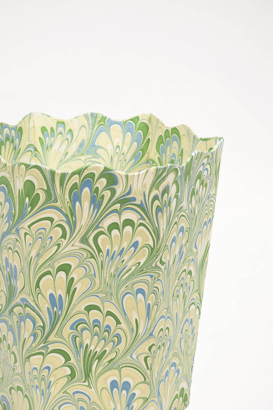Hand-Marbled Scallop Waste Bin
