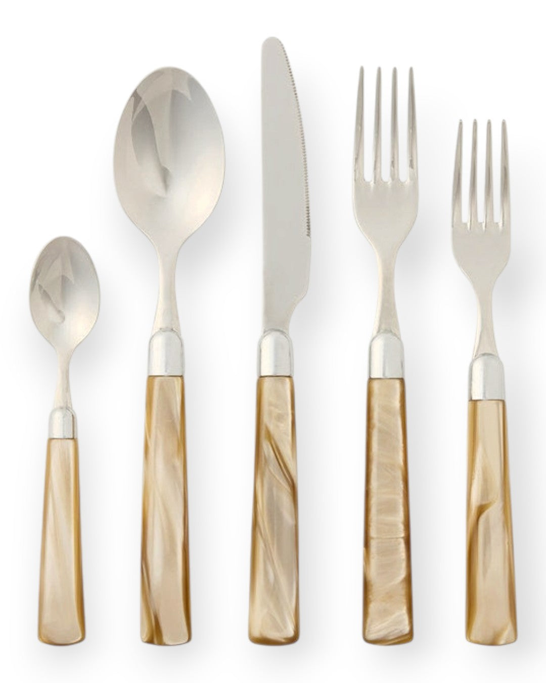 Colson 5 Piece Flatware Set Champagne/ Polished Silver