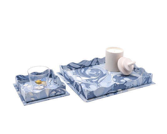 Hand-Marbled Scalloped NestingTrays
