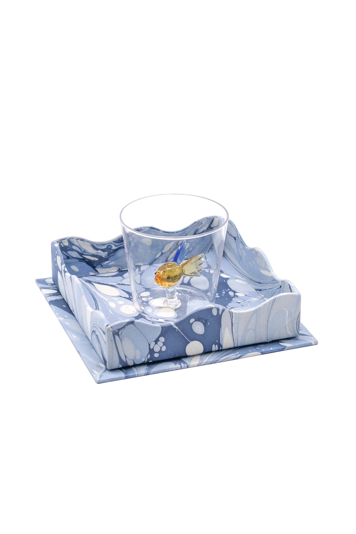 Hand-Marbled Scalloped NestingTrays