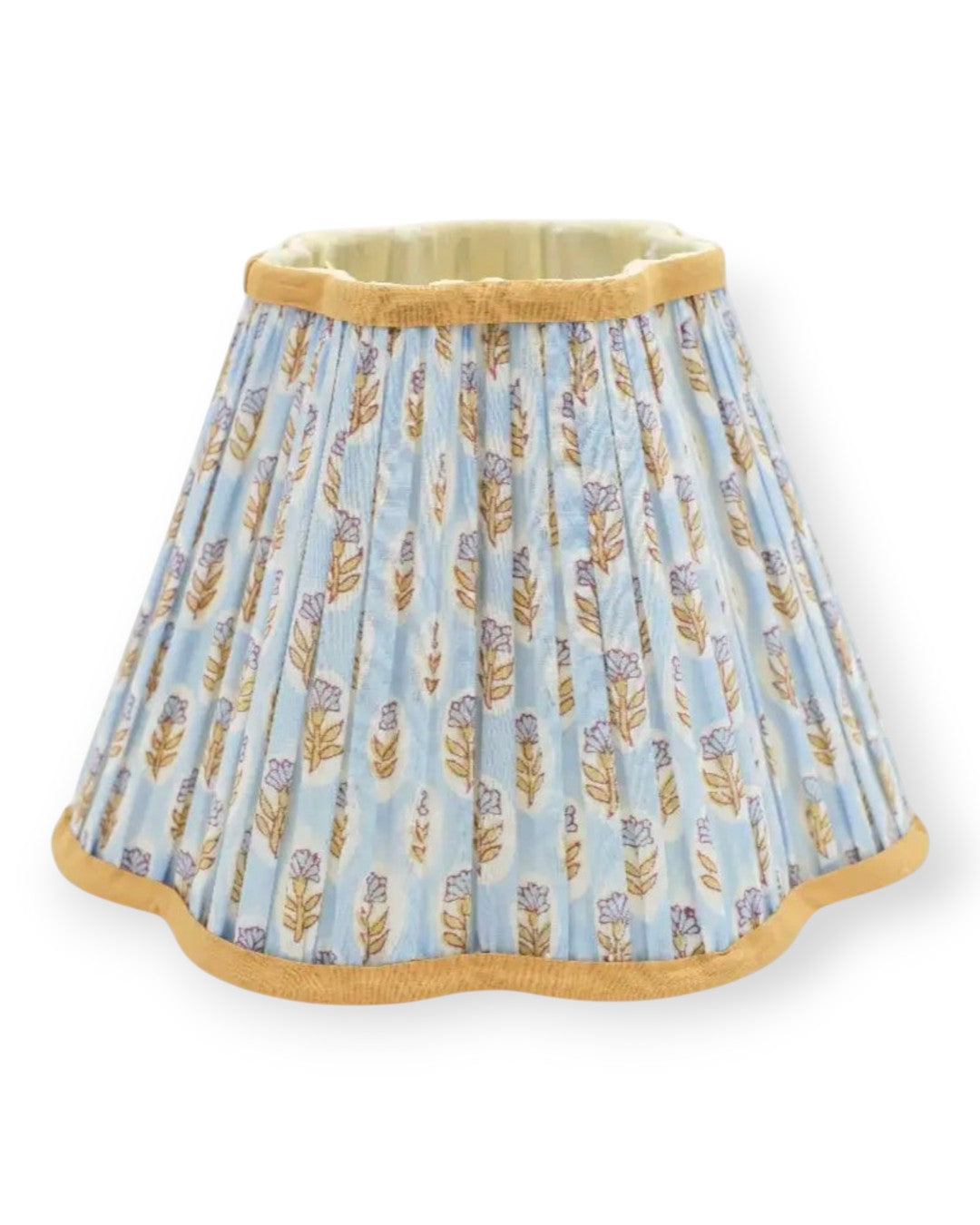 Pleated Empire Lampshade Sky Blue Daisy 10”
