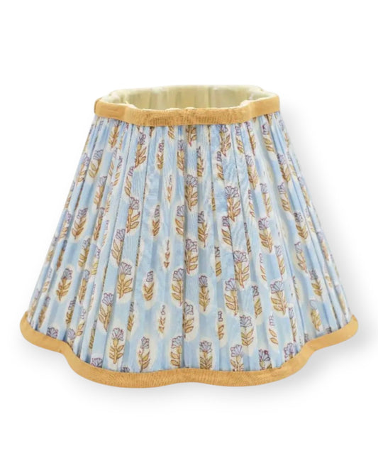 Pleated Empire Lampshade Sky Blue Daisy 10”