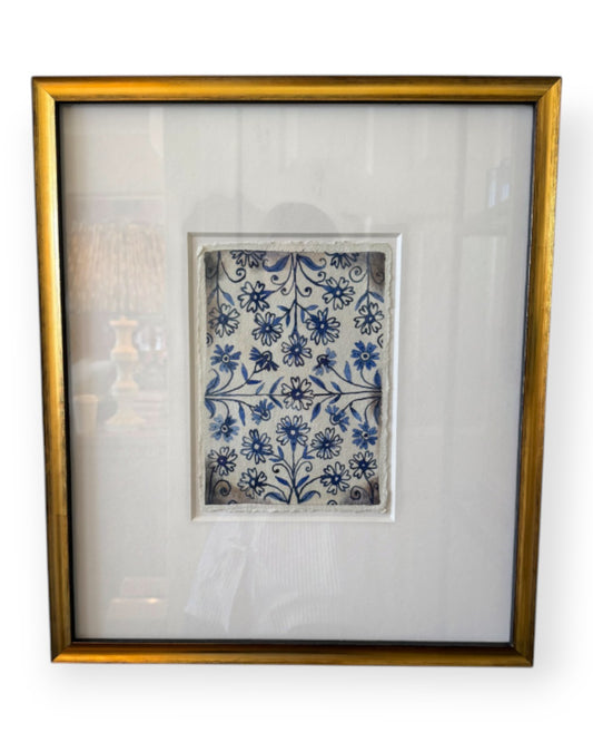 Vintage Indigo Print Mirrored Floral